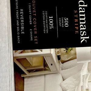 Damask duvet + 2 shams 💯 egyptian cotton f/q